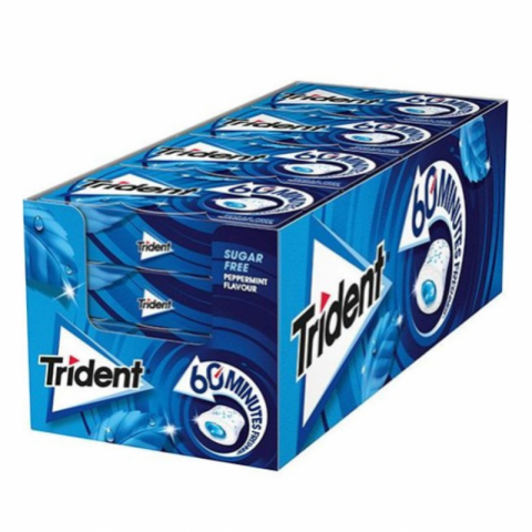 PASTILHAS TRIDENT 60 MINUTOS PEPPERMINT 16X20G