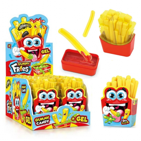 JOHNY BEE GUMMY FRIES DIP & LICK 12 UN