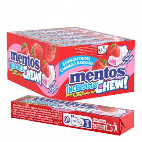 MENTOS INCREDIBLE CHEW MORANGO 20X45G