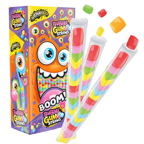 JOHNY BEE BUBBLE GUM STRAWS 90 UN