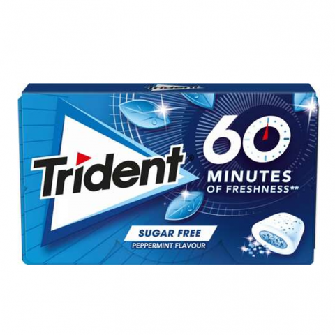 PASTILHAS TRIDENT 60 MINUTOS PEPPERMINT 16X20G